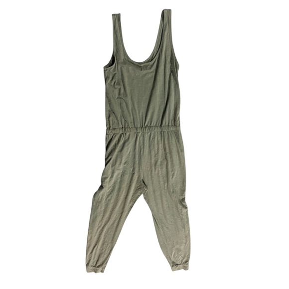 Pact Cool Stretch Lounge Jogger Jumpsuit 100% Organic Cotton Green Sz L - Picture 4 of 6